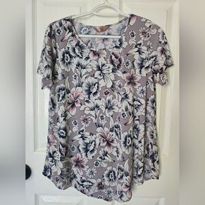 Floral Short Sleeve Tee in Mauve Pink - Women's Casual Top